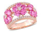 5.24 Carat (ctw) Lab-Created Pink and White Sapphire Flower Band Ring in Rose Plated Sterling Silver