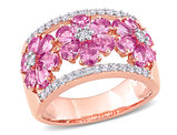 3.92 Carat (ctw) Pink and White Sapphire Flower Band Ring in 14K Rose Pink Gold