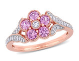 3/5 Carat (ctw) Pink Sapphire Ring in 10K Rose Pink Gold with Diamonds