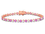 12.00 Carat (ctw) Lab-Created Pink and White Sapphire Bracelet in Rose Sterling Silver (7.5 Inches)
