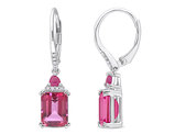 6.30 Carat (ctw) Pink Sapphire Dangle Earrings in Sterling Silver