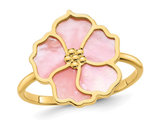 14 Karat Yellow Gold Pink Mother of Pearl Flower Ring 