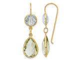 15 Carat (ctw) Green Amethyst and Blue Topaz Dangle Earrings in 14K Yellow Gold