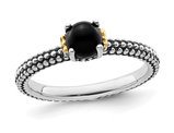 Black Onyx Ring in Antiqued Sterling Silver