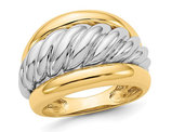 14K Yellow and White Gold Polished Twisted Dome Ring