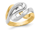 14K Yellow and White Gold Polished Twisted Swirl Ring
