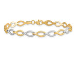 10K Yellow and White Gold Two-tone Polished Link Bracelet  (7 1/2 inches) 