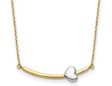 14K Yellow and White Gold Hearts Bar Necklace (18 Inches)