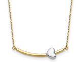 14K Yellow and White Gold Hearts Bar Necklace (18 Inches)