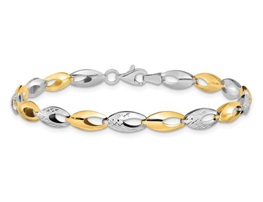 Ladies 14K Yellow and White Gold Two-tone Polished Link Bracelet  (7 inches) 