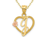 14K Yellow Gold Initial -J- Heart Necklace Pendant Charm with Chain