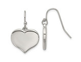 Stainless Steel Polished Heart Dangle Shepherd Hook Earrings