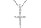 1/6 Carat (ctw) Diamond Cross Pendant Necklace in 10K White Gold with Chain