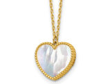 14K Yellow Gold Mother of Pearl Heart Pendant Necklace with Chain