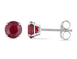 1.38 Carat (ctw) Ruby Solitaire Earrings in 14K White Gold (5mm)