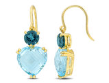 25.66.Carat (ctw) Sky and London Blue Topaz Drop Earrings in Yellow Sterling Silver