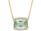 16.60 Carat (ctw) Green Quartz Pendant Necklace in Yellow Plated Sterling Silver with Chain