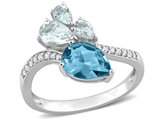 1.94 Carat (ctw) Blue Topaz and Aquamarine Ring in 14K White Gold with Diamonds