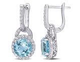 5.60 Carat (ctw) Blue Topaz and White Topaz Dangle Earrings in Sterling Silver