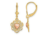 14K Yellow Gold Polished Heart Leverback Earrings