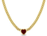 2.85 Carat (ctw) Lab Created Ruby Heart Necklace in Yellow Plated Sterling Silver