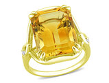 10.77 Carat (ctw) Citrine and White Topaz Ring in Yellow Plated Sterling Silver