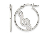 Sterling Silver Music Note Hoop Earrings