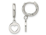 Stainless Steel Polished Heart Cut-Out Dangle Earrings