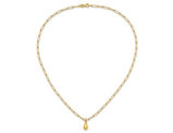14K Yellow Gold Teardrop Paperclip Link Necklace
