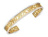 Stainless Steel Yellow Plated Polished Cut-Out Cuff Bangle Bracelet