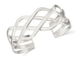 Sterling Silver Polished Woven Design Cuff Bangle Bracelet