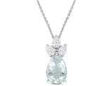 2.30 Carat (ctw) Aquamarine Pendant Necklace with Diamonds in 14K White Gold with Chain