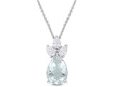 2.30 Carat (ctw) LIght Aquamarine Pendant Necklace with Diamonds in 14K White Gold with Chain
