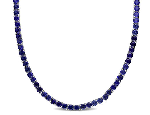 33 Carat (ctw) Lab Created Blue Sapphire Necklace in Sterling Silver