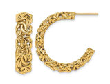 18K Yellow Gold Byzantine Hoop Post Earrings