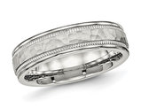Ladies or Men's Stainless Steel Polished Hammered Band Ring (6mm)