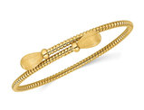 14K Yellow Gold Polished and Brushed Bypass Cuff Bangle Bracelet