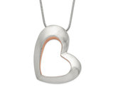 Stainless Steel Brushed Heart Pendant Necklace with 17.5 inch Chain