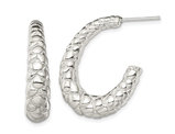 Sterling Silver Polished Textured J-Hoop Earrings