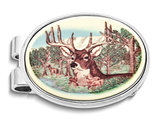 Men's Deer Portrait Oval Money Clip