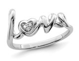 Sterling Silver LOVE Heart Ring with Accent Diamond