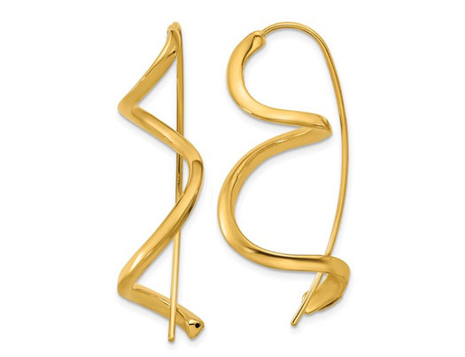 14K Yellow Gold Spiral Threader Dangle Earrings