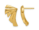14K Yellow Gold Fanned Post Button Earrings