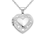 Reversible Heart Locket in 14K White Gold with Chain