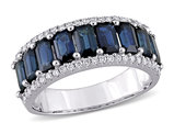 3.15 Carat (ctw) Blue Sapphire Ring band with Diamonds in 14K White Gold