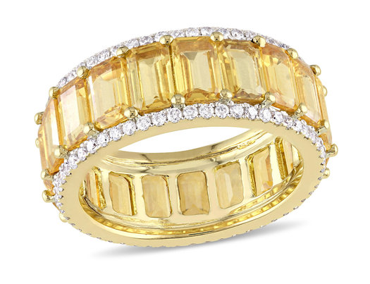 11.90 Carat (ctw) Yellow Sapphire Ring Band with Diamonds in 14K Yellow Gold