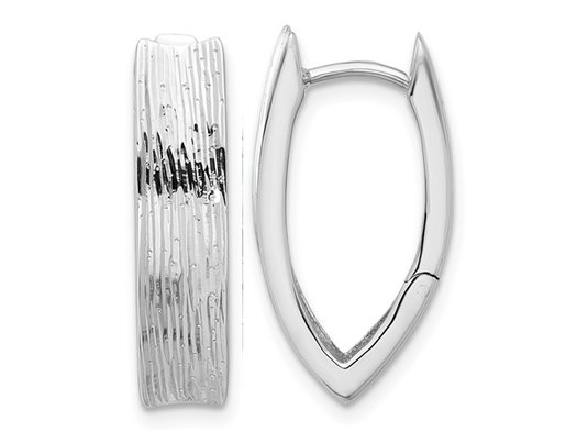 Striped Sterling Silver Hinged Hoop Earrings