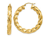 14K Yellow Gold Twist Hoop Earrings 1 1/2 Inch (5.00 mm)