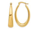 14K Yellow Gold Polished Oval Hoop Earrings