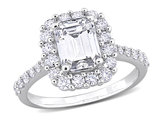 2.40 Carat (ctw) Lab-Created Octagon Halo Moissanite Engagement Ring in Sterling Silver